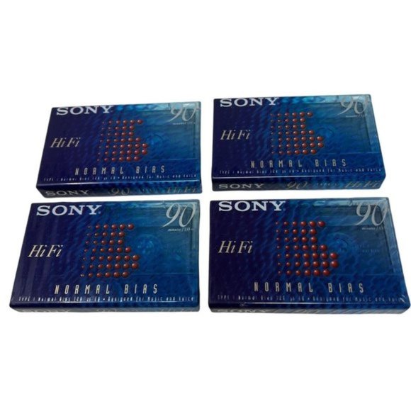 Sony Hi Fi 90 Minute Normal Bias Type 1 Blank Cassette Tapes Lot of 4 - Picture 1 of 3